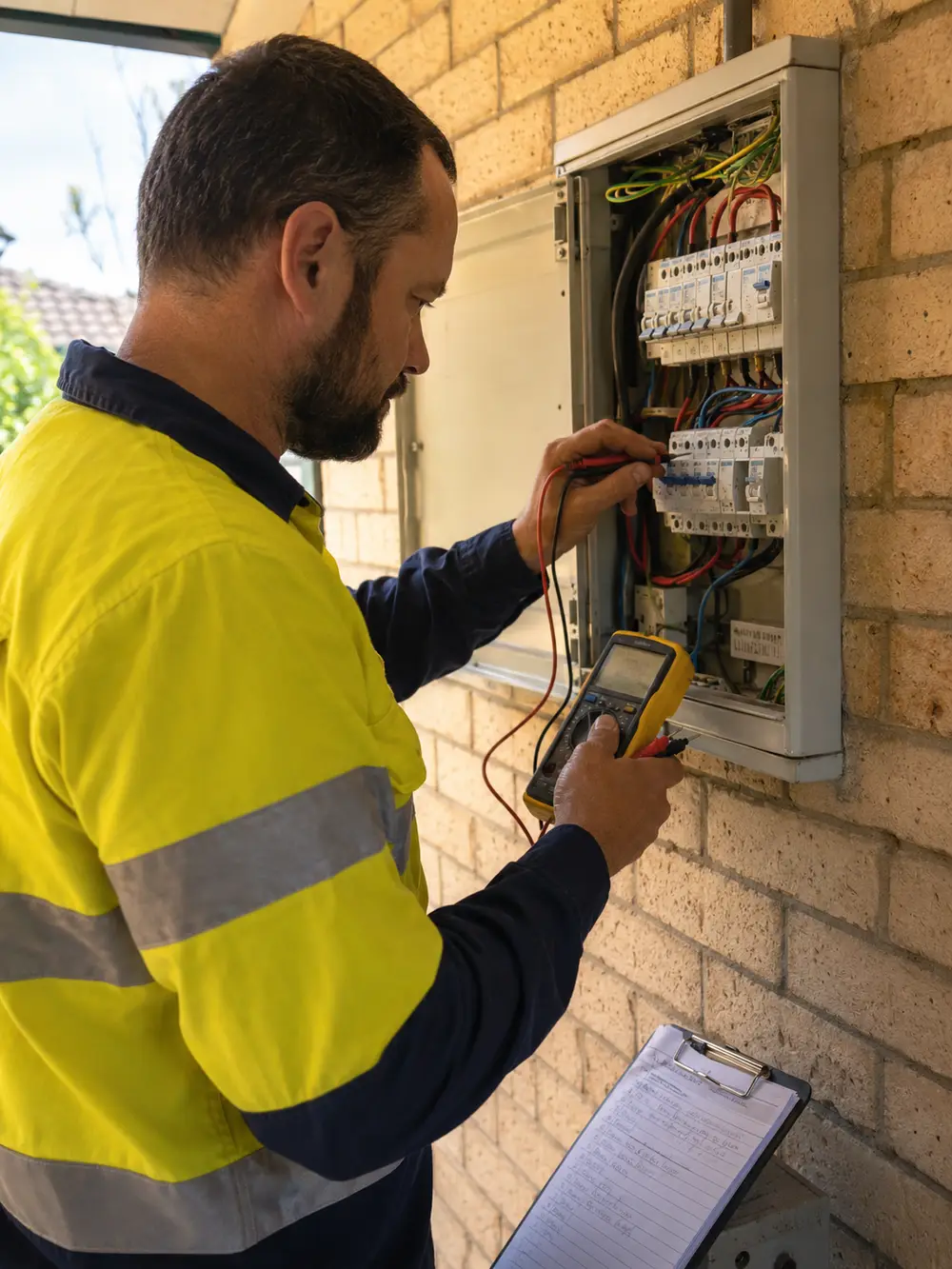 Sunbridge technician verifying a home switchboard on-site